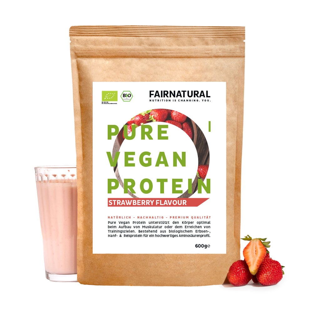Proteína Vegan Orgânica em Pó Morango sem Soja
